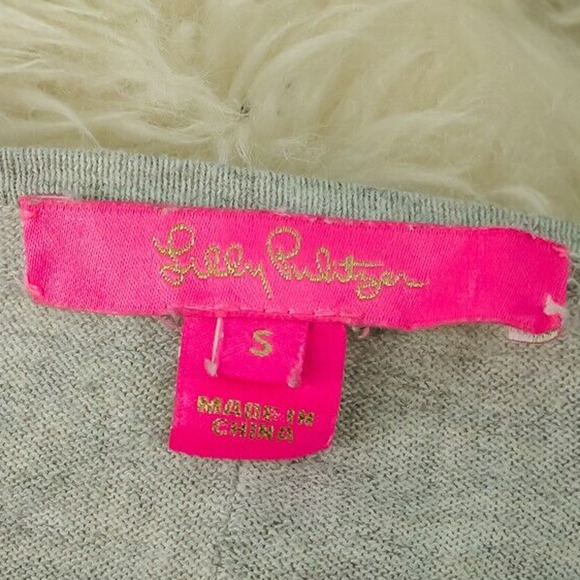 Lilly Pulitzer Size Small S Grey Gray Crew Scoop Neck Long Sleeve Cotton Sweater - Picture 5 of 7